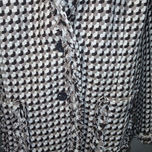 JESSICA LONDON TWEED CHECKED JACKET, BROWN CREAM AND BLACK, WOMENS SIZE 24W - Picture 9 of 10